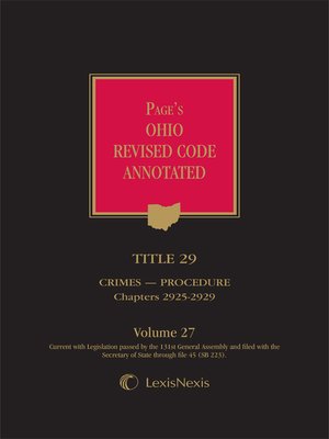 cover image of Page's Ohio Revised Code Annotated